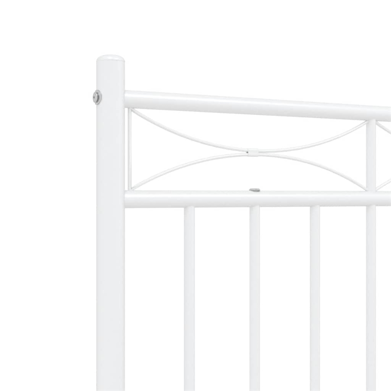 vidaXL Rectangular Powder-Coated Steel Full Bed Frame in White