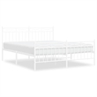 vidaXL Powder-Coated Steel King Size Bed Frame in White