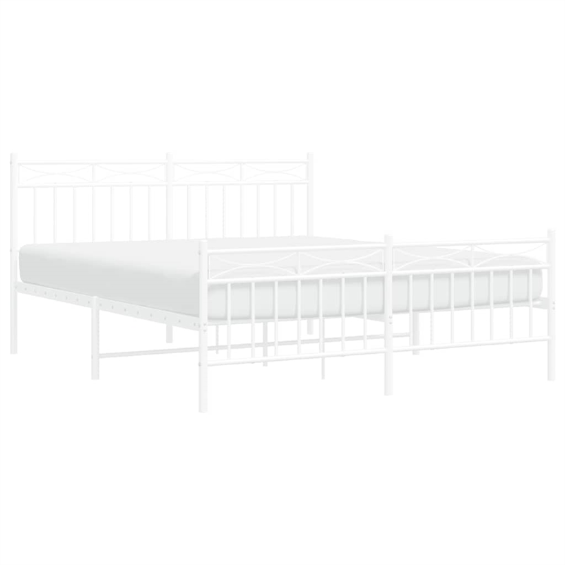 vidaXL Powder-Coated Steel King Size Bed Frame in White