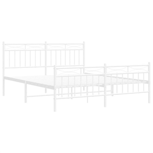 vidaXL Powder-Coated Steel King Size Bed Frame in White