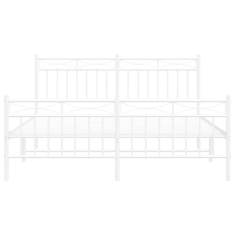 vidaXL Powder-Coated Steel King Size Bed Frame in White