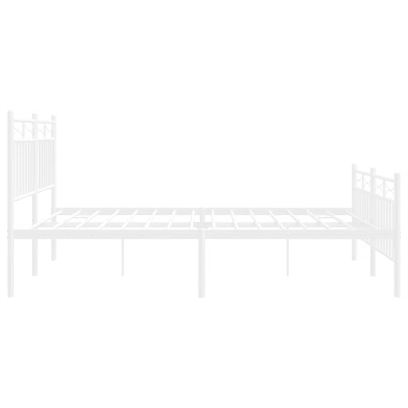 vidaXL Powder-Coated Steel King Size Bed Frame in White