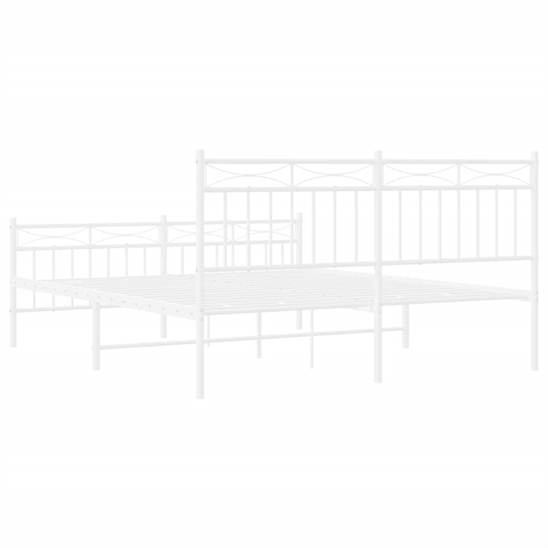 vidaXL Powder-Coated Steel King Size Bed Frame in White