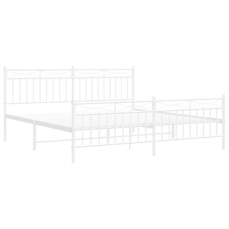 vidaXL Powder-Coated Steel Cal King/Double Bed Frame in White