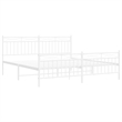 vidaXL Powder-Coated Steel Cal King/Double Bed Frame in White