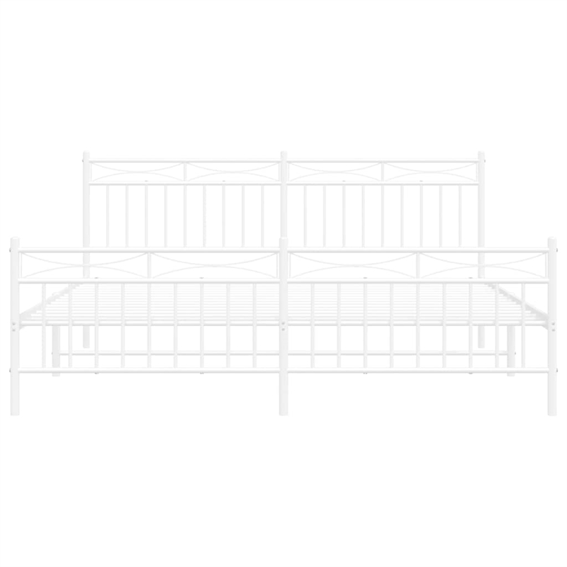 vidaXL Powder-Coated Steel Cal King/Double Bed Frame in White