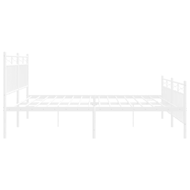 vidaXL Powder-Coated Steel Cal King/Double Bed Frame in White