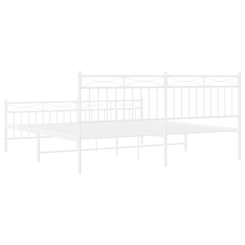 vidaXL Powder-Coated Steel Cal King/Double Bed Frame in White