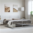 vidaXL Powder-Coated Steel Cal King/Double Bed Frame in White