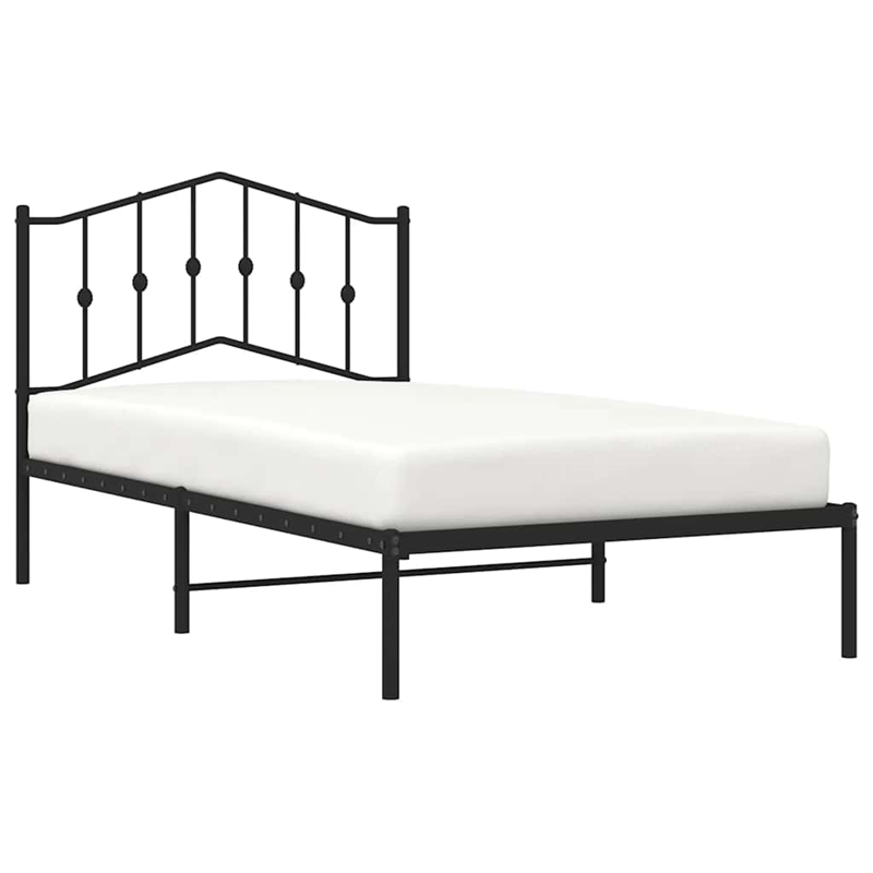 vidaXL Powder-Coated Steel Twin Bed Frame in Black