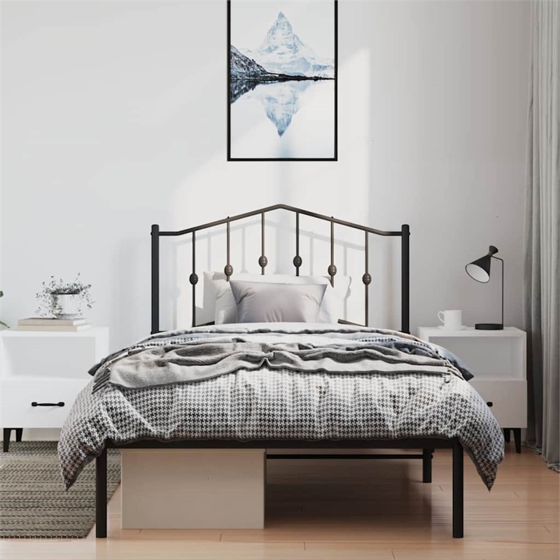 vidaXL Engineered wood Twin Bed Frame in Black