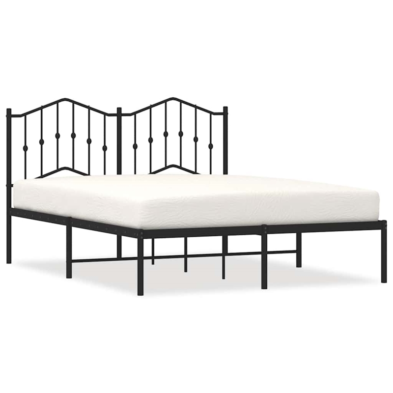 vidaXL Powder-Coated Steel Full/Double Bed Frame in Black
