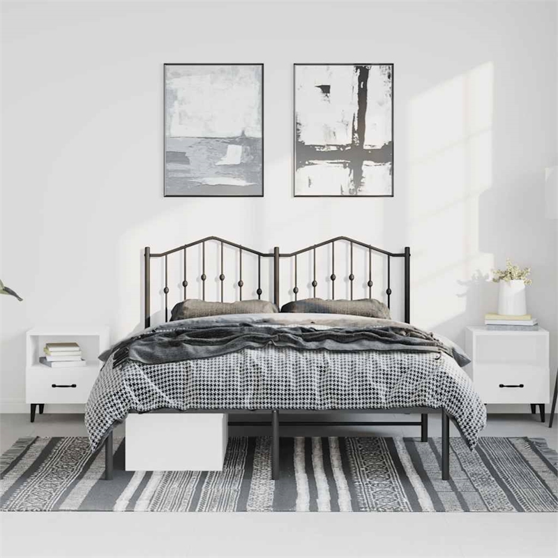 vidaXL Powder-Coated Steel Full/Double Bed Frame in Black