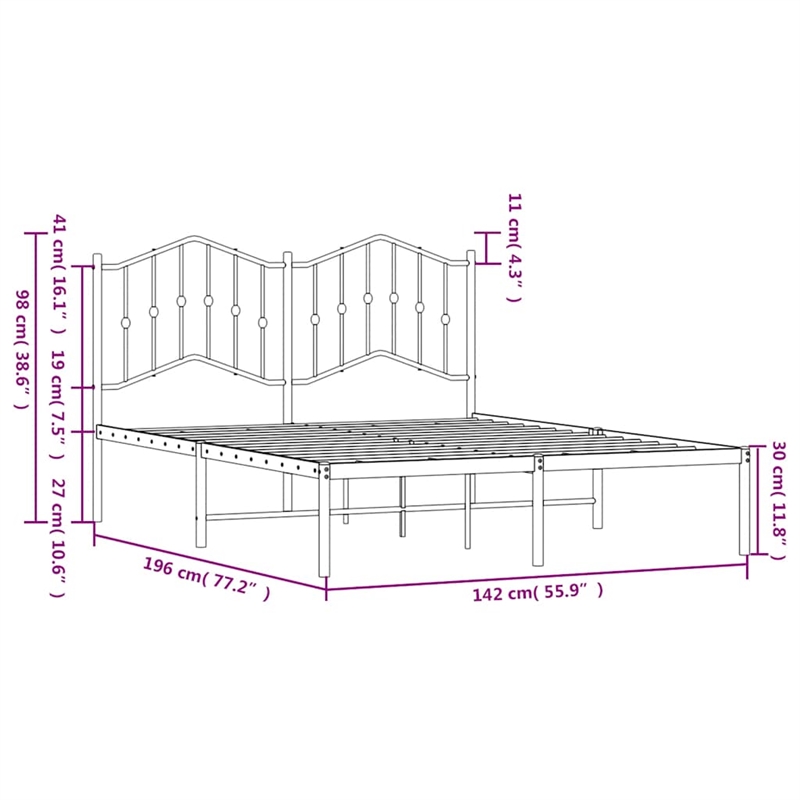 vidaXL Powder-Coated Steel Full/Double Bed Frame in Black