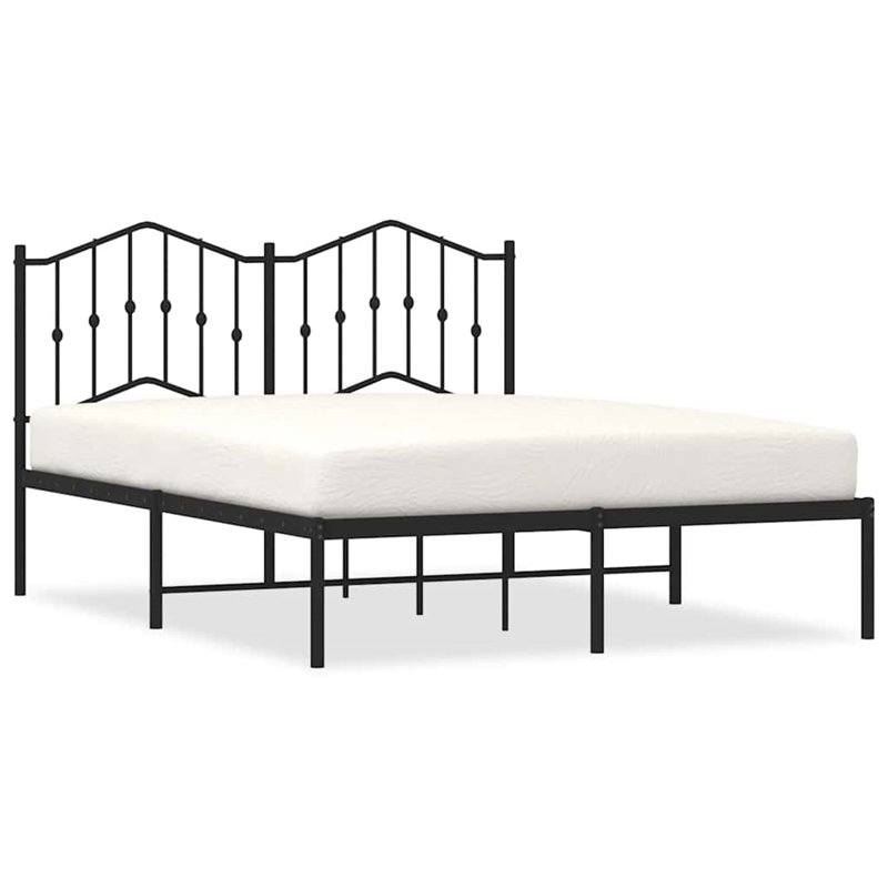 vidaXL Powder-Coated Steel King Bed Frame in Black