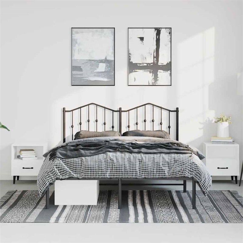 vidaXL Powder-Coated Steel King Bed Frame in Black