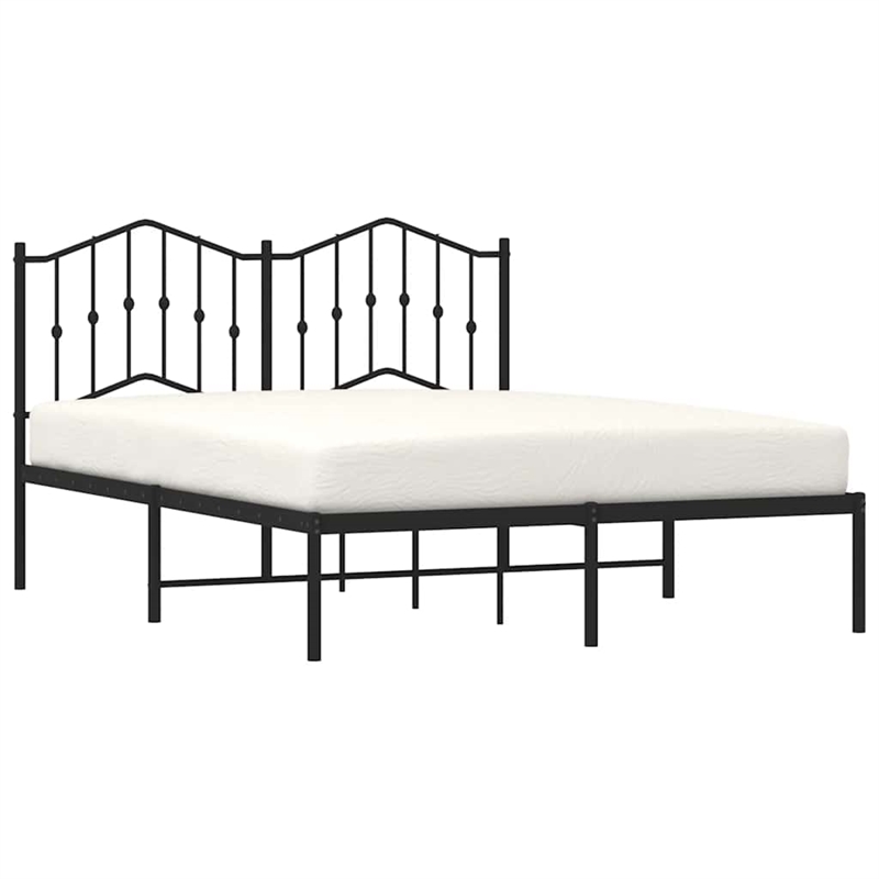 vidaXL Powder-Coated Steel King Bed Frame in Black