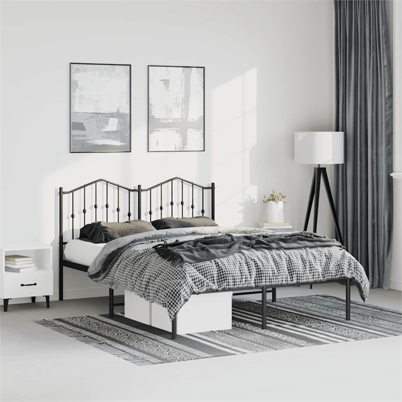 vidaXL Powder-Coated Steel King Bed Frame in Black