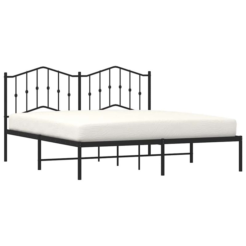 vidaXL Rectangular Powder-Coated Steel King Bed Frame in Black