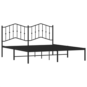 vidaXL Rectangular Powder-Coated Steel King Bed Frame in Black