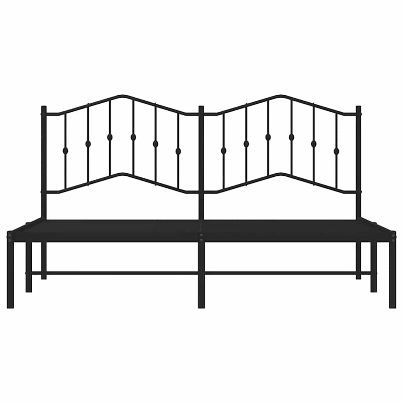 vidaXL Rectangular Powder-Coated Steel King Bed Frame in Black