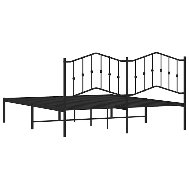 vidaXL Rectangular Powder-Coated Steel King Bed Frame in Black