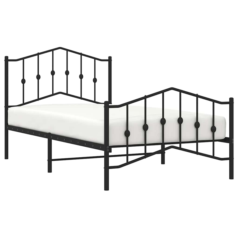 vidaXL Powder-Coated Steel Twin Bed Frame in Black