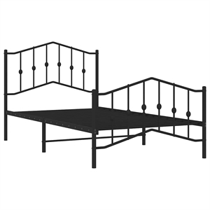 vidaXL Powder-Coated Steel Twin Bed Frame in Black