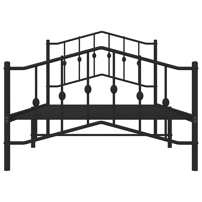 vidaXL Powder-Coated Steel Twin Bed Frame in Black