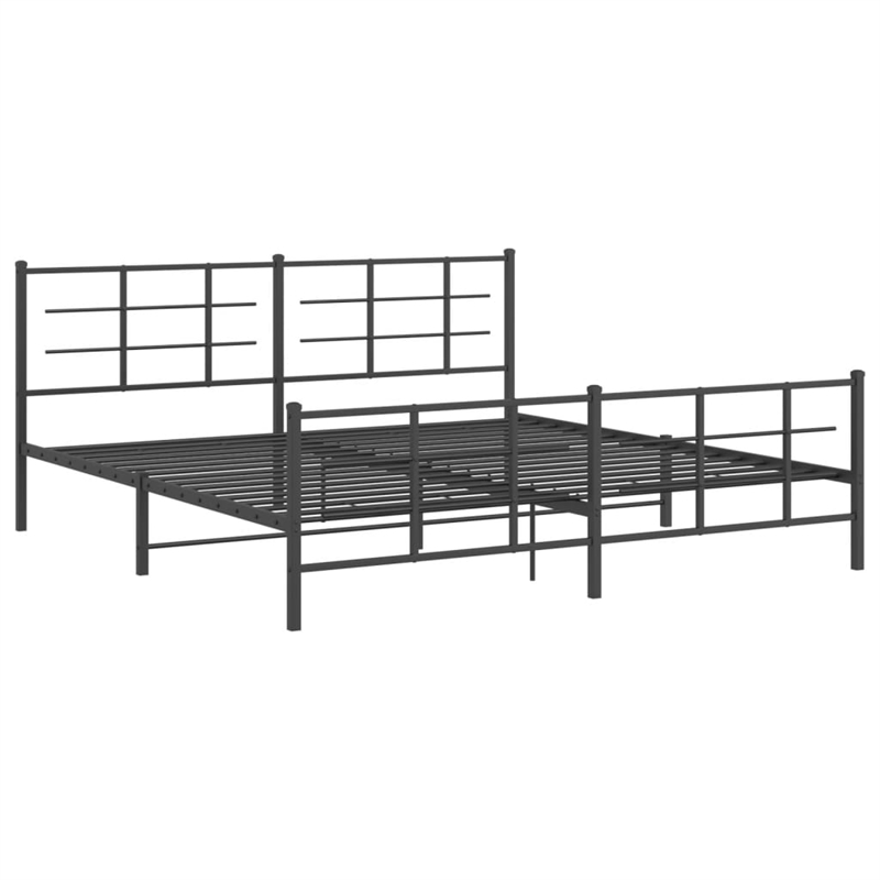 vidaXL Rectangular Steel King/Double Bed Frame in Black