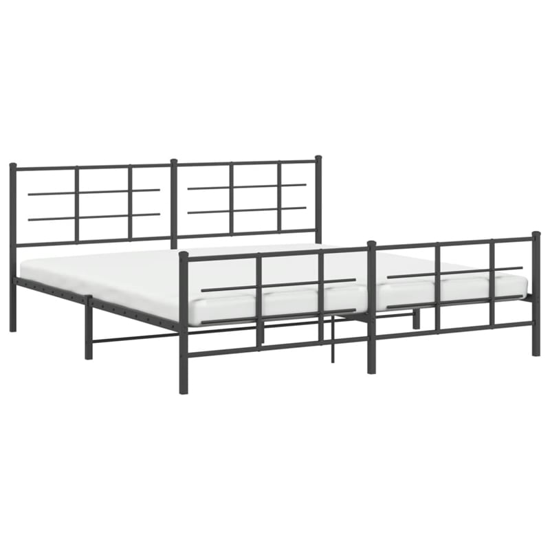 vidaXL Rectangular Steel King/Double Bed Frame in Black