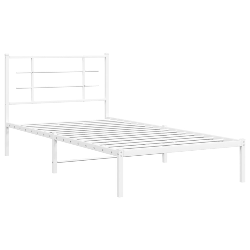 vidaXL Powder-Coated Steel Single Bed Bed Frame in White
