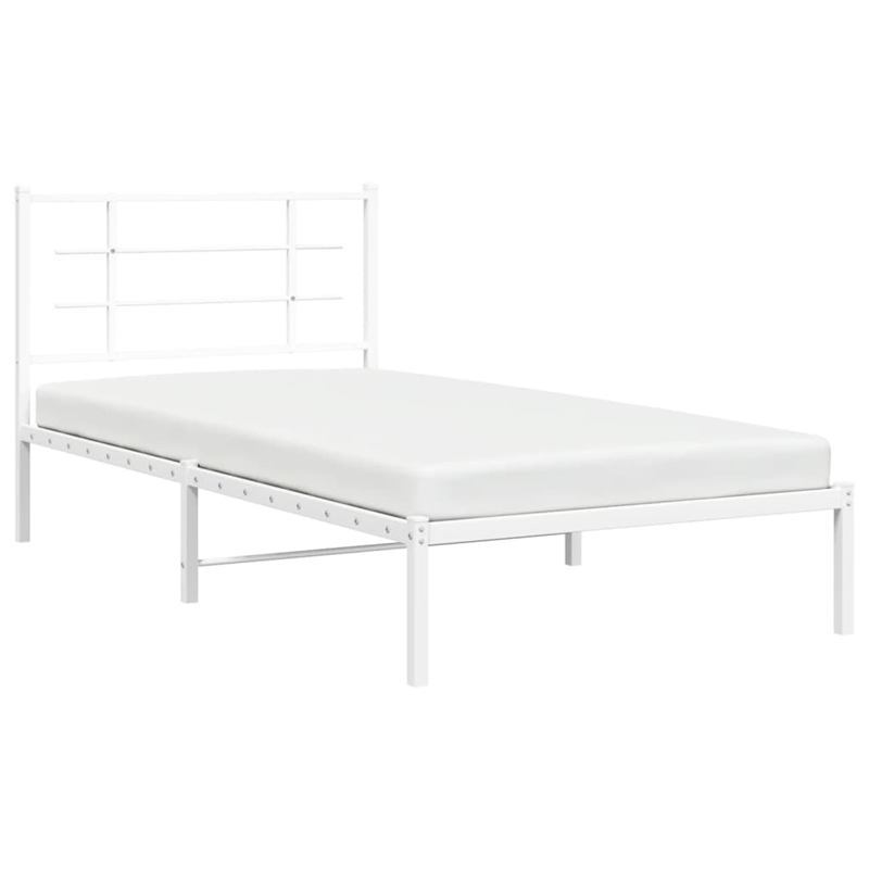 vidaXL Powder-Coated Steel Single Bed Bed Frame in White
