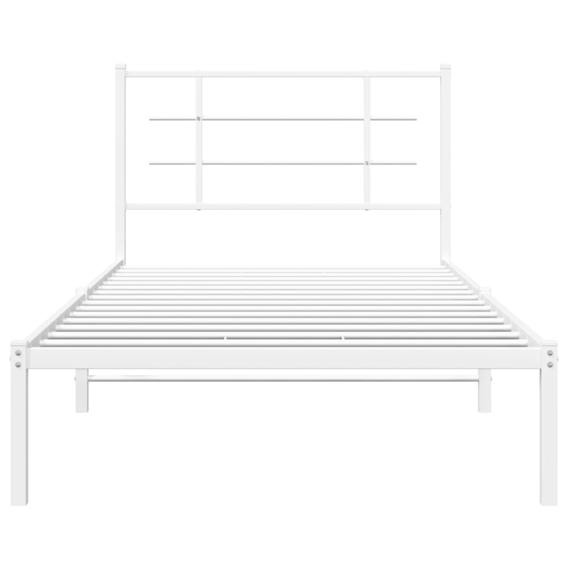 vidaXL Powder-Coated Steel Single Bed Bed Frame in White
