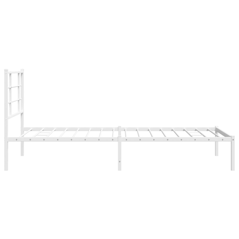 vidaXL Powder-Coated Steel Single Bed Bed Frame in White