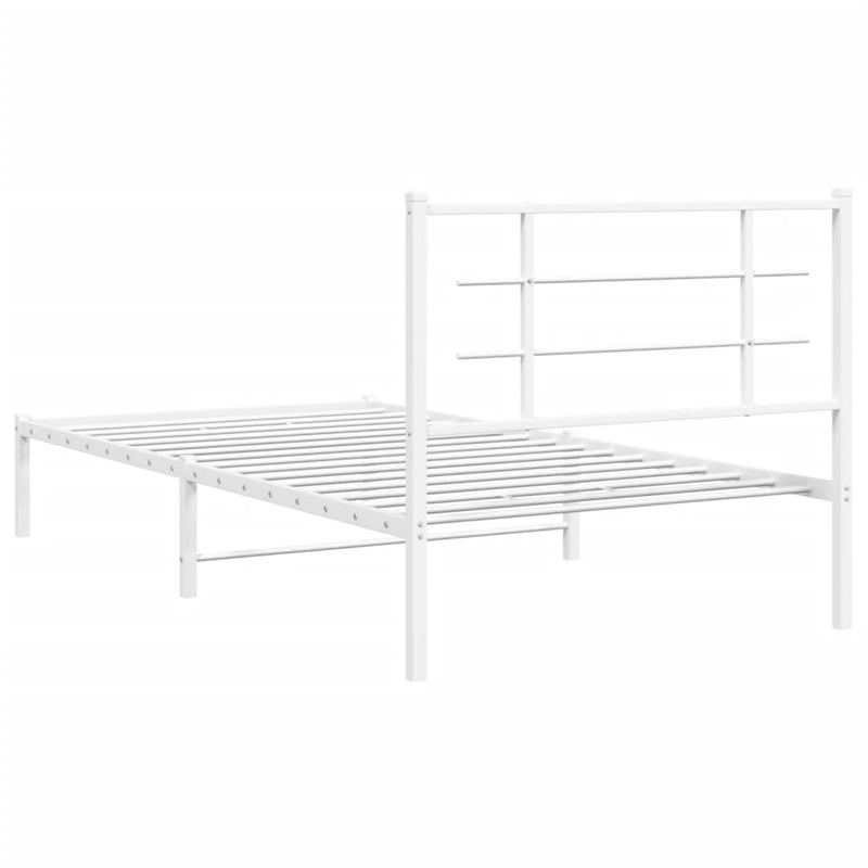 vidaXL Powder-Coated Steel Single Bed Bed Frame in White