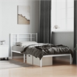 vidaXL Powder-Coated Steel Single Bed Bed Frame in White