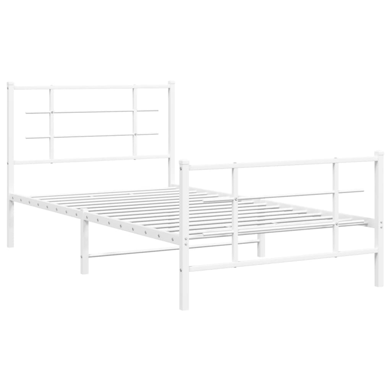vidaXL Powder-Coated Steel Single Bed Bed Frame in White
