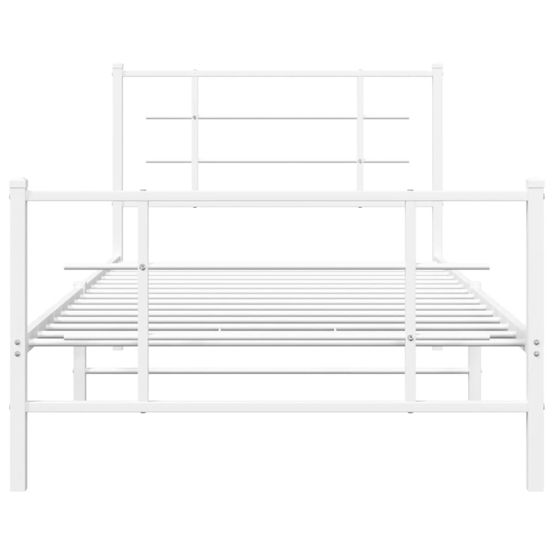 vidaXL Powder-Coated Steel Single Bed Bed Frame in White