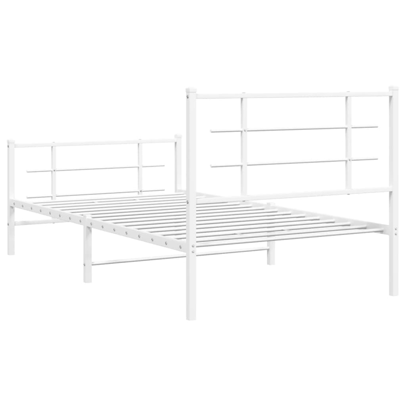 vidaXL Powder-Coated Steel Single Bed Bed Frame in White
