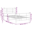 vidaXL Powder-Coated Steel Single Bed Bed Frame in White