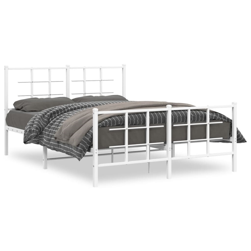 vidaXL Powder-Coated Steel Full/Double Bed Frame in White