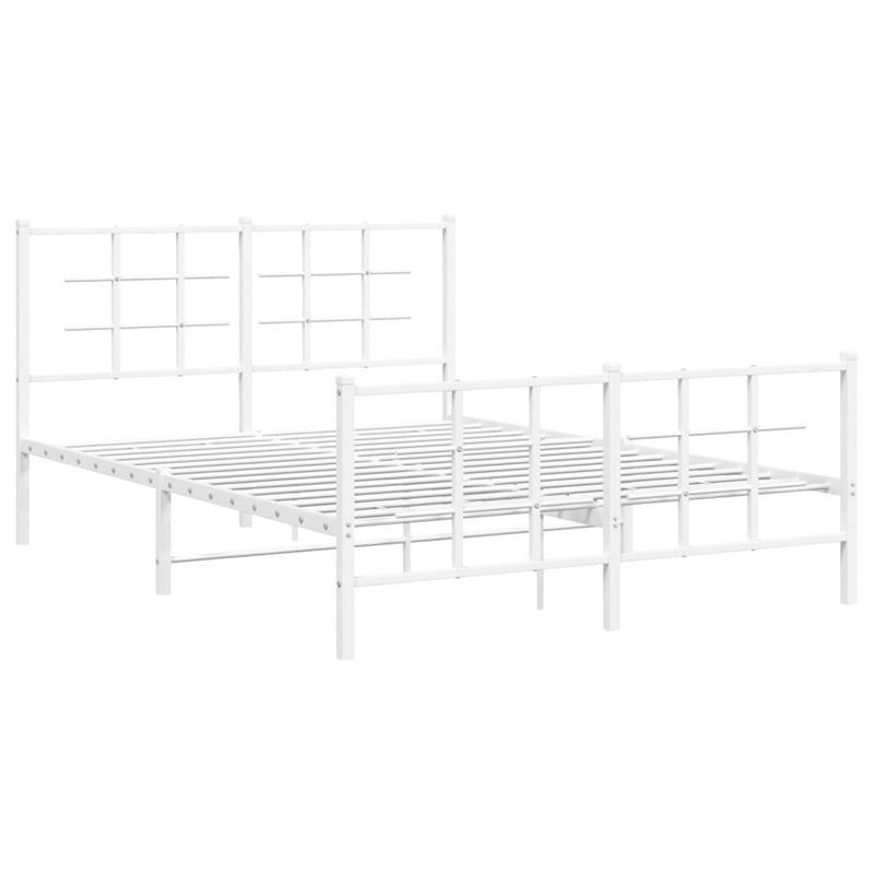 vidaXL Powder-Coated Steel Full/Double Bed Frame in White