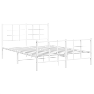 vidaXL Powder-Coated Steel Full/Double Bed Frame in White