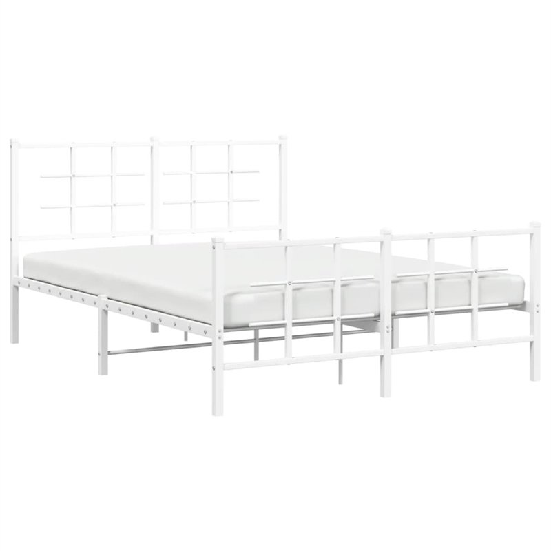vidaXL Powder-Coated Steel Full/Double Bed Frame in White
