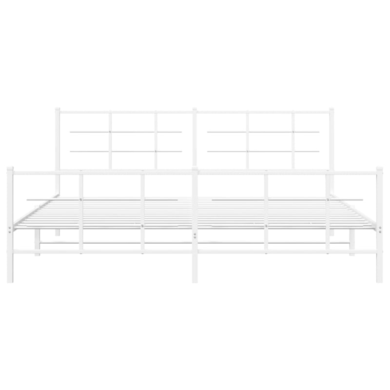vidaXL Rectangular Powder-Coated Steel Full Bed Frame in White