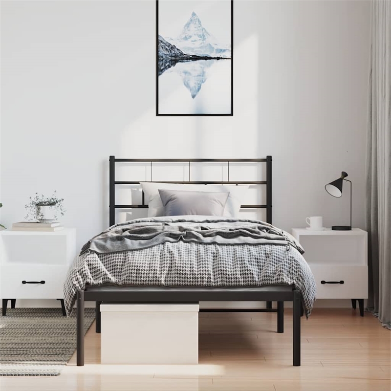 vidaXL 39.4 x 74.8 Metal Bed Frame in Black