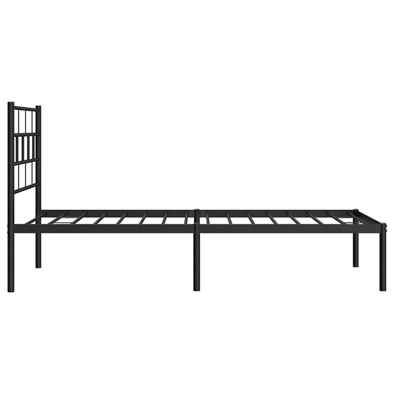 vidaXL Powder-Coated Steel Single Bed Bed Frame in Black