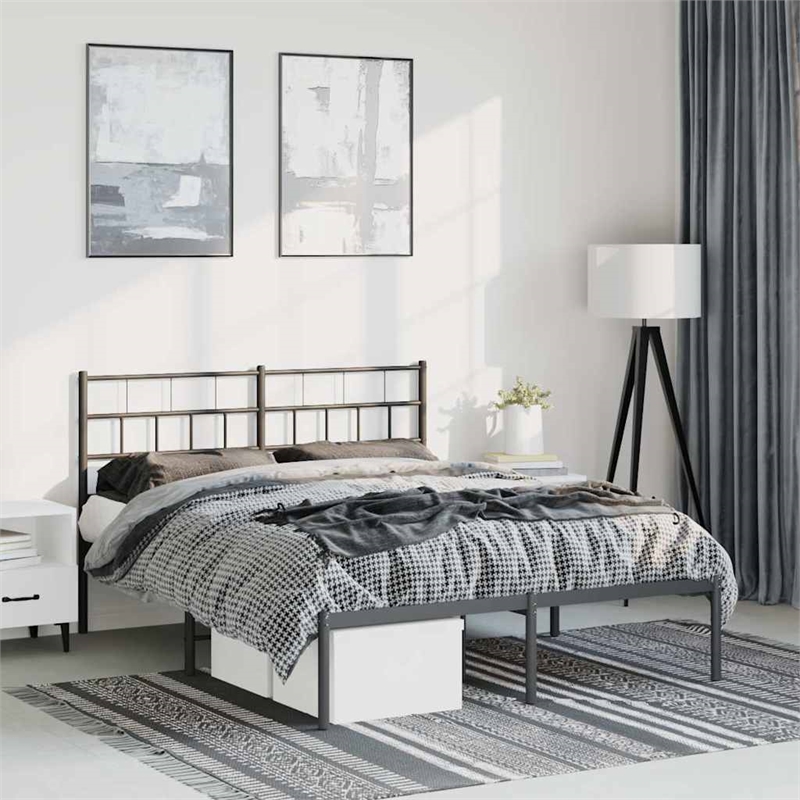 vidaXL Rectangular Steel Full/Double Bed Frame in Black