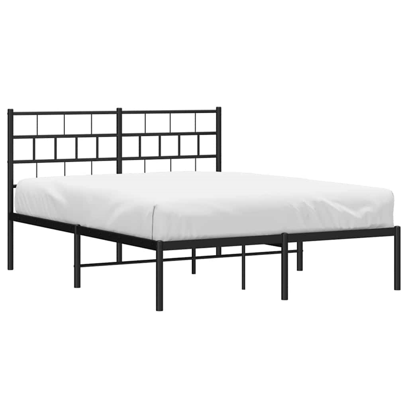 vidaXL Powder-Coated Steel King Bed Frame in Black